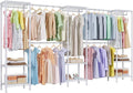 H11 Heavy Duty Garment Rack, Clothing Rack for Hanging Clothes, Extra Large Closet, Freestanding Wardrobe Closet Organizer and Storage with Hanger Rods, Extendable from 7.8 to 10.8 ft, White
