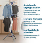 Honey-Can-Do 2-Tier Collapsible Tripod Drying Rack – Space-Saving Foldable Clothes & Laundry Rack, Portable Indoor/Outdoor Stand for Shirts, Towels & Garments