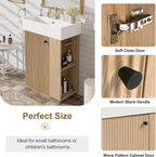 21.6" Small Fluted Bathroom Vanity with Sink,Soft Closing Doors and Storage Shelves,Natural Wood Single Bathroom Sink Cabinet Combo Freestanding, Natural Wood