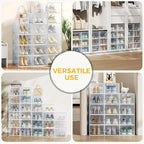 NEWBULIG 15 Pack Clear Shoe Storage Boxes, Shoe Organizer for Closet with Lid, Plastic Stackable Breathable Shoe Cabinet with Lid for Sneakers, Heels & Boots, White