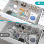 23 PCS Clear Plastic Drawer Organizers Set, 4 Size Desk Drawer Organizer Trays for Makeup, Jewelry, Kitchen Utensils, Gadgets and Office Accessories