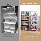 Attelite 8 Pack Shoe Boxes Clear Plastic Stackable, Upgrade Large Shoe Storage Organizer Containers with Magnetic Door for Display Sneaker, Easy Assembly