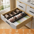 Bamboo Drawer Dividers,17-22" Adjustable Kitchen Drawer Organizer for Clothes,8 Pack Expandable Drawer Organization Separators for Bedroom,Bathroom,Dresser and Office,Black