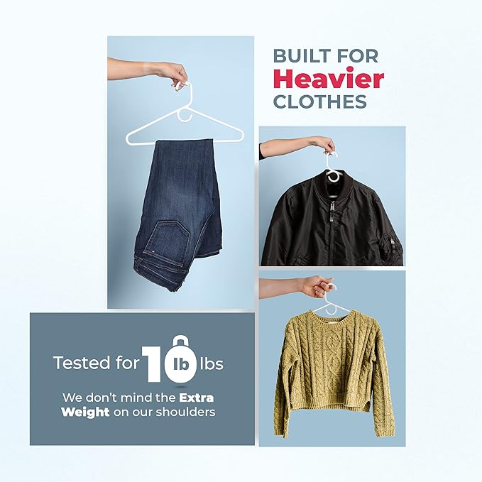 Neaties Heavy Duty Clothes Hangers 6 Pack – Made in the USA – 8lb Capacity Plastic Hangers for Adult Clothing – Durable for Pants, Coats, Jackets, or Jeans – Gray