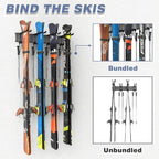 WALMANN Garage Storage Organization Wall Ski Rack 8 Pairs of Skis Mount Ski Hanger for Garage Snowboard Wall Rack Holds Up to 400 lbs