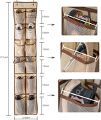 KEEPJOY Over The Door Shoe Organizer,Hanging Shoe Organizer 12 Mesh Pockets Shoe Organizer for Closet,Works Well for Men and Woman Kids Shoes Storage, 57.5×12.6inch(Beige)