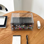 Clear Desk Organizers and Accessories, 2 Pack Plastic Drawer Organizer for Office Supplies, Marker Pen, Art Crafts, Stationery, Coffee Pods, Stackable Home Storage (2 Drawers)