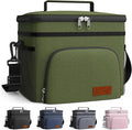 HOTOR Insulated Lunch Box for Men & Women - Leak-Proof Cooler Lunch Bag with 4 Pockets, Adjustable Strap, Ideal for Work, Picnic, Travel - Large, Cationic Green, 13.0"×7.9"×9.1"