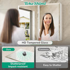 TokeShimi 20 x 26 Recessed Medicine Cabinet with Mirror, Assembly Required, Frameless Medicine Cabinet for Bathroom, Tempered Beveled Mirror, Stepless Adjustable Shelves, DTC Hinge