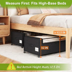 Webetop Under Bed Storage Containers with Wheels,12 inch Under the Bed Storage Bins with Clear Lid for Underneath Small Spaces Dorms, Blankets (2 Pack, 30.7"x17.3"x12")