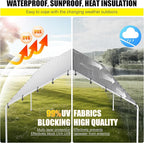 DWALE 10 x 20 Ft Carport,Replacement Canopy Cover Garage Top Tent Shelter Tarp,Grey with 48 Ball Bungee Cords Waterproof & UV Protected (Only Tarp Cover, Frame Not Include)