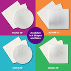 DecoPac 12" Round Silver Cake Drum Board & White Cake Box Combo, 12 Inch Square Bakery Box and Matching Cake Circle Set For Cake, Dessert, Pie, And Cookie Transport (Pack of 2)