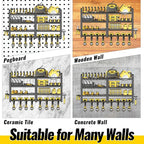 Power Tool Organizer Wall Mount, 4 Layer Heavy Duty Metal Power Tool Storage Rack, 8 Drill Holders Wall Mount, Utility Racks Cordless Tool Storage Rack for Garage Workshop