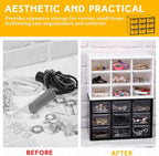Wenqik 2 Pcs Mini Storage Drawers Teacher Toolbox Organizer with 9 Clear Drawers Small Plastic Desktop Teacher Desk Craft Organizer for Classroom Office 7" x 3. 9" x 4. 7" (Black, White)