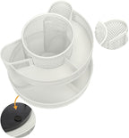 Annova Mesh Desk Organizer Rotate with 6 Compartments Round Spinning Tidy Candy/Pen Holder Desk Accessories Office, Art Supply, Storage, Classroom, Home (White)