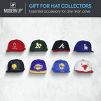 Modern JP Adhesive Hat Hooks for Wall (16-Pack) - Hat Rack for Baseball Caps, Minimalist Hat Display, Strong Hold Hat Hangers for Wall - USA Patented, White