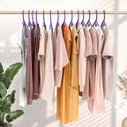 NEATERIZE Thick Heavy Duty Hangers - Purple Plastic Clothes Hangers 12 Pack - Great for Coat Hanger, Jackets Jeans & Suit Hanger for Closet, New Apartment Essentials Percheros Ganchos para Colgar Ropa