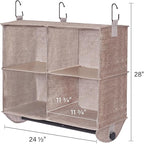 StorageWorks Hanging Closet Organizer with Metal Rod, 4-Section Closet Organizers and Storage, Collapsible Hanging Shelves for Baby Clothes, Shoes, Sweater Storage, Brown and Beige