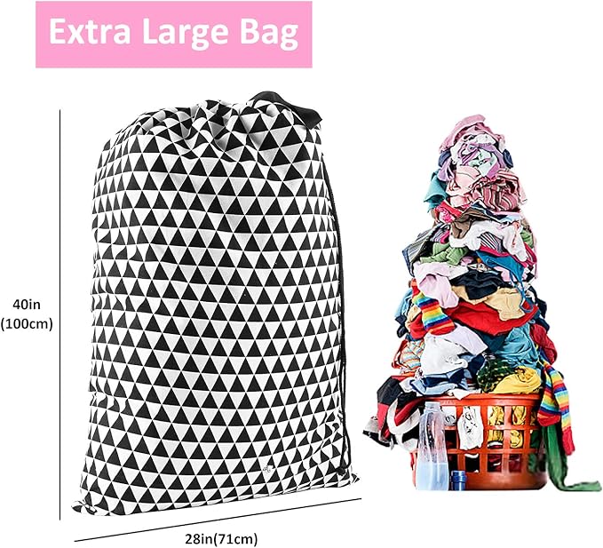 SWISSELITE Laundry Bag with Handle and Drawstring, Large Heavy Duty Laundry Bag, 28 x 40 Inches Travel Dirty Clothes Bag for Laundromat and Household