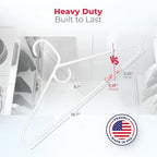 Neaties Heavy Duty Clothes Hangers 50 Pack (54 Count) – Made in the USA – 8lb Capacity Plastic Hangers for Adult Clothing – Durable for Pants, Coats, Jackets, or Jeans – White & Mint