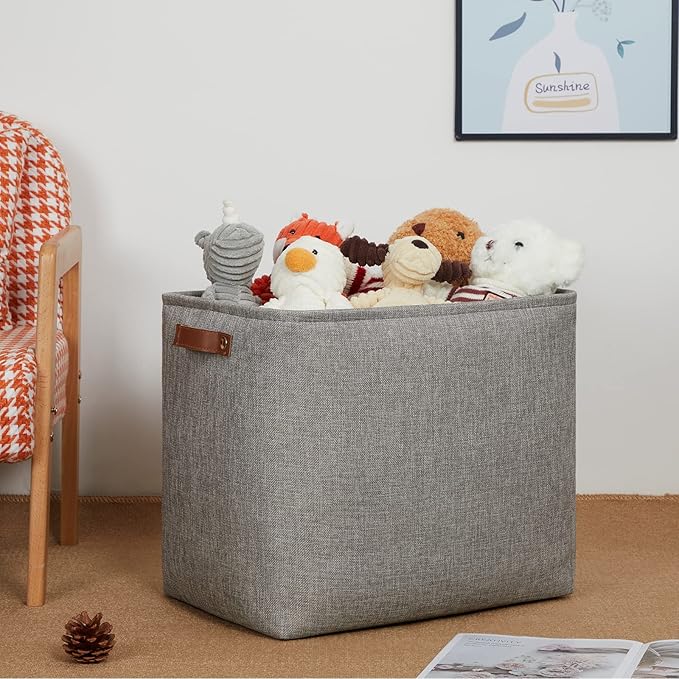 DULLEMELO Grey Storage Baskets 2 Pack Extra Large Fabric Shelf Baskets for Organizing, Closet, Clothes, Toys, Bedroom