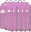 BALEINE 5PK Heavy Duty Garment Bag with Shoe Storage Travel Bag for Dresses, Suit, Coats Travel Essential (60", Pink)