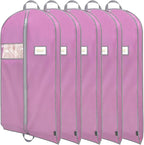 BALEINE 5PK Heavy Duty Garment Bag with Shoe Storage Travel Bag for Dresses, Suit, Coats Travel Essential (60", Pink)