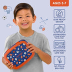 Bentgo Kids Prints Leak-Proof, 5-Compartment Bento-Style Kids Lunch Box - Ideal Portion Sizes for Ages 3-7, Durable, Drop-Proof, Dishwasher Safe, & PFAS & BPA-Free Materials (Sports)