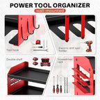 Power Tool Organizer Wall Mount - 120Lbs Load 3 Layers Storage Rack 4 Drill Holders for Drills Cordless Heavy Duty lron Garage Tool Organizer Storage - Workshop Shed Pegboard Basement, Gifts for Men