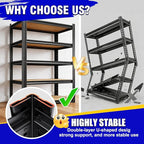 78"H Garage Shelving 2050 lbs Heavy Duty 5-Tier Storage Shelves, 46"W x 20"D Extra Large Metal Shelving Unit, Adjustable Utility Steel Rack for Industrial Warehouse, Shop, Pantry, Basement, Black