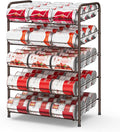 Vrisa Can Rack Organizer 5 Tier Cans Storage Organizer for Pantry Metal Can Food Holders Stacking Canned Goods Dispenser Rack Soda 60 Cans Organizers for Kitchen Pantry Cabinet, Rustic Brown