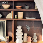 Mora Ceramic Kitchen Utensil Holder - Wooden Spoon & Spatula Crock for Countertop, Modern Farmhouse Home Decor, Extra Large 7.3" Cooking Organizer for Stove Top and Counter - Heavy & Sturdy - Mushroom