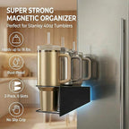 Magnetic Cup Holder for Fridge (4-Piece Set) – Compatible with Stanley Quencher H2.0 & Yeti 20–40oz – Heavy Duty 18LB Anti-Slip Magnetic Organizer with Straw Holder & Hook Rack for Kitchen, Garage
