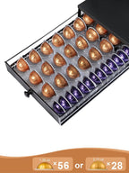 Coffee Pod Holder Drawer Organizer Capsules Storage Organizer with Sliding Drawer Compatible For Pods, Holds up to 56 Small or 28 Big Pods Black