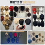 Modern JP Adhesive Hat Hooks for Wall (6-Pack) - Cowboy Hat Rack, Wide Brim Hat Organizer, Strong Hold Hat Hangers for Wall - Clear