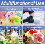 20 Pack Reusable Produce Bags,See-Through Mesh Produce Bags With Drawstring,Washable Toy Storage Mesh Bags for Playroom Organization,Mesh Storage Toy Bags for Storage Toy Fruits Vegetables,3 Sizes