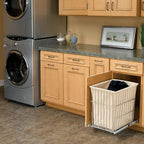 Rev-A-Shelf Pullout 20 Inch Deep Cabinet Floor Steel Mounted Clothes Laundry Hamper with Full Extension Slides, Chrome, HRV-1520 S CR - Hidden Storage Basket Organizer for Laundry Room and Bathroom
