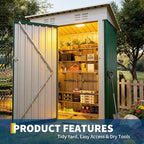 5×3FT Storage Shed，67CU.FT Tool Shed with Sloping Roof and Lockable Door, Compact Metal Tool Garden Shed for Garden, Backyard, Patio
