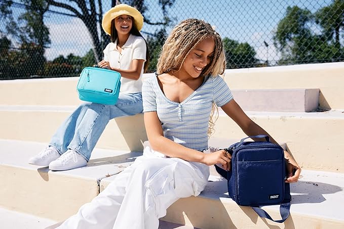 PackIt(R) Freezable Classic Lunch Box, Sea Shark, Built with EcoFreeze(R) Technology, Collapsible, Reusable, Zip Closure With Zip Front Pocket and Buckle Handle, Designed for Fresh Lunch On the Go