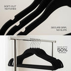 Utopia Home Velvet Hangers 50 Pack – Luxury Non-Slip Slim Pant & Coat Hangers, Strong Space-Saving Clothes Hangers with Pants Bar and 360° Swivel Hook – Black