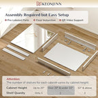Keonjinn 40 x 26 Inch Medicine Cabinet, Assembly Required, Silver Bathroom Medicine Cabinets Mirror, Lightweight, Adjustable Shelves, Surface Mount or Recessed, Tempered Glass
