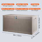 VEVOR Deck Box, 100 Gallon Outdoor Storage Box, 48.0" x 21.5" x 24.5", Waterproof PP Deckbox with Aluminum Alloy Padlock, for Patio Furniture, Garden Tools, Outdoor Cushions, Gray