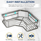MAXIFFE 3 Pack Corner Shower Caddy with Soap Holder, Large Capacity Sturdy Easy Install No Drilling Stainless Steel Hold 40 LBS Shower Organizer Shelves Rack Storage for Family Renters Bathroom, Grey