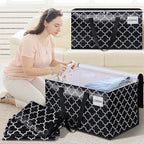 HomeHacks Heavy Duty Moving Bags with Tag Pockets, Collapsible Storage Totes for Moving, Camping & Travel -Foldable Packing Boxes, Zipper Handles, Black（4 Packs, 88L）