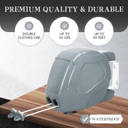 Retractable Clothesline Heavy Duty Retracting Clothes Line Outdoor and Indoor with Durable ABS Shell and 2x49 Feet Extruded PVC Line,with Lock to Prevent Sagging