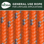 TECEUM Rope – 90 Feet x 1/4 Inch (7mm) – Purple – Strong All-Purpose Utility Rope – Camping, Crafting, Flag Pole, Indoor & Outdoor – Polypropylene Nylon Poly Lightweight Diamond Braided Cord