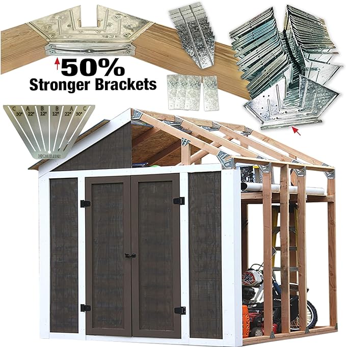 50% Structurally Stronger Truss Design Easy Shed Kit Builds 6'–14’ Widths Any Length - Bonus Miter Template, Storage Shed Garage Barn Playhouse Easy Framing Kit, Peak Roof 2x4 Basic DIY EZ Framer Kit