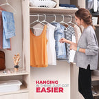 Neaties Plastic Hangers 45 Pack - Made in the USA - 6lb Capacity Standard Clothes Hangers with Strap Hooks for Dresses, Lingerie, Shirts, Pants, and Jackets - White & Blue