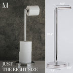 Marmolux Acc - Free Standing Toilet Paper Holder Stand with Storage for 4 Rolls of Toilet Tissue for Bathroom, Stainless Steel (Polished Chrome) 1pc - Bathroom Organizer - Toilet Paper Storage