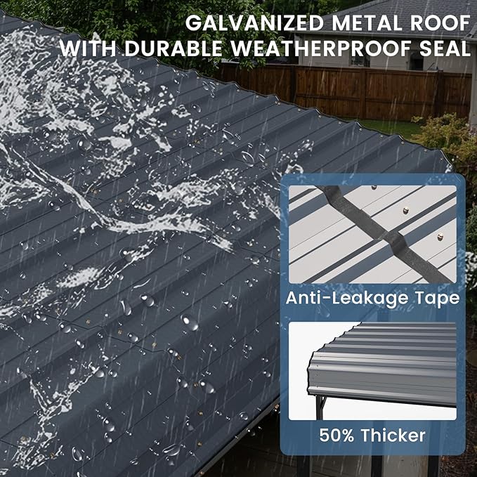 EROMMY 20x40 FT Metal Carport, Heavy Duty Carports with Galvanized Steel Roof and Frame, Sturdy Car-Shelter in All Weathers, Easy Assembly Car-Canopy for 2 Cars, SUV, Tractors and Boat, Gray